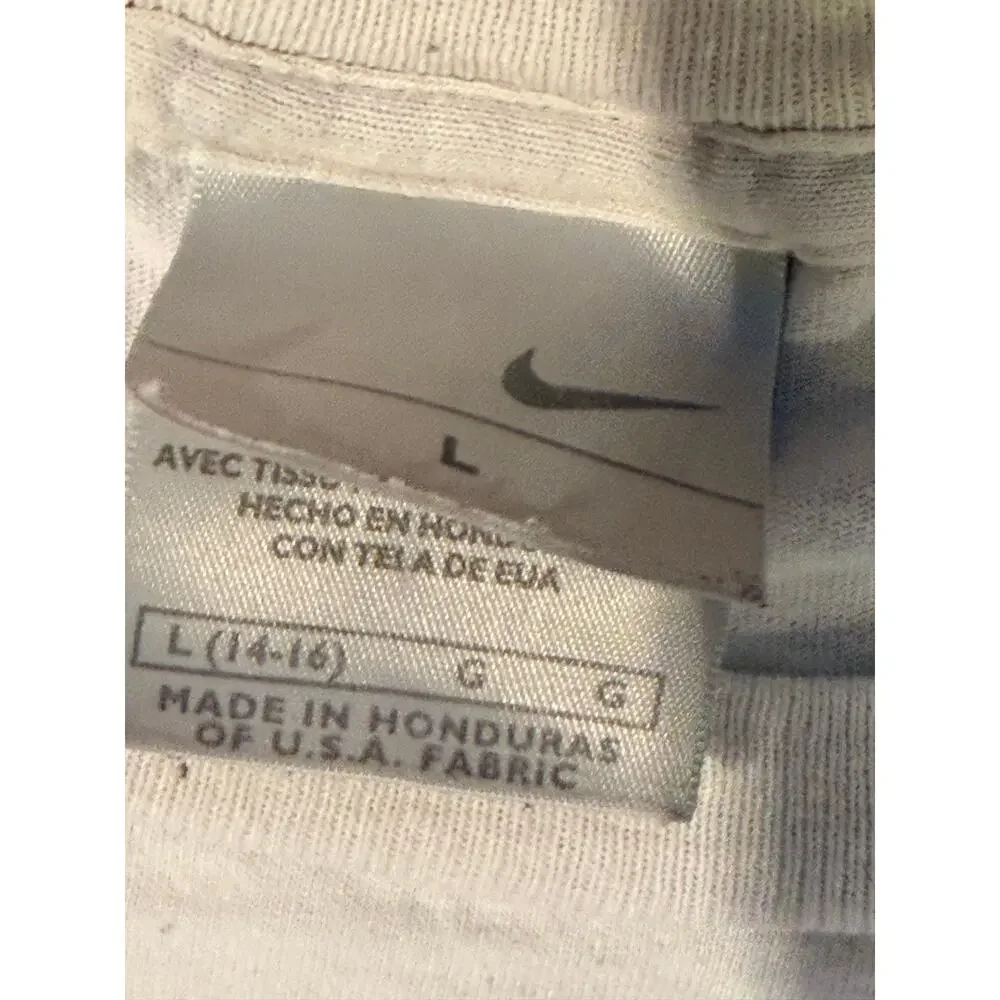 Nike Air T-Shirt Youth Boys L 14-16 White Pink Swoosh Logo Graphic Tee Vintage